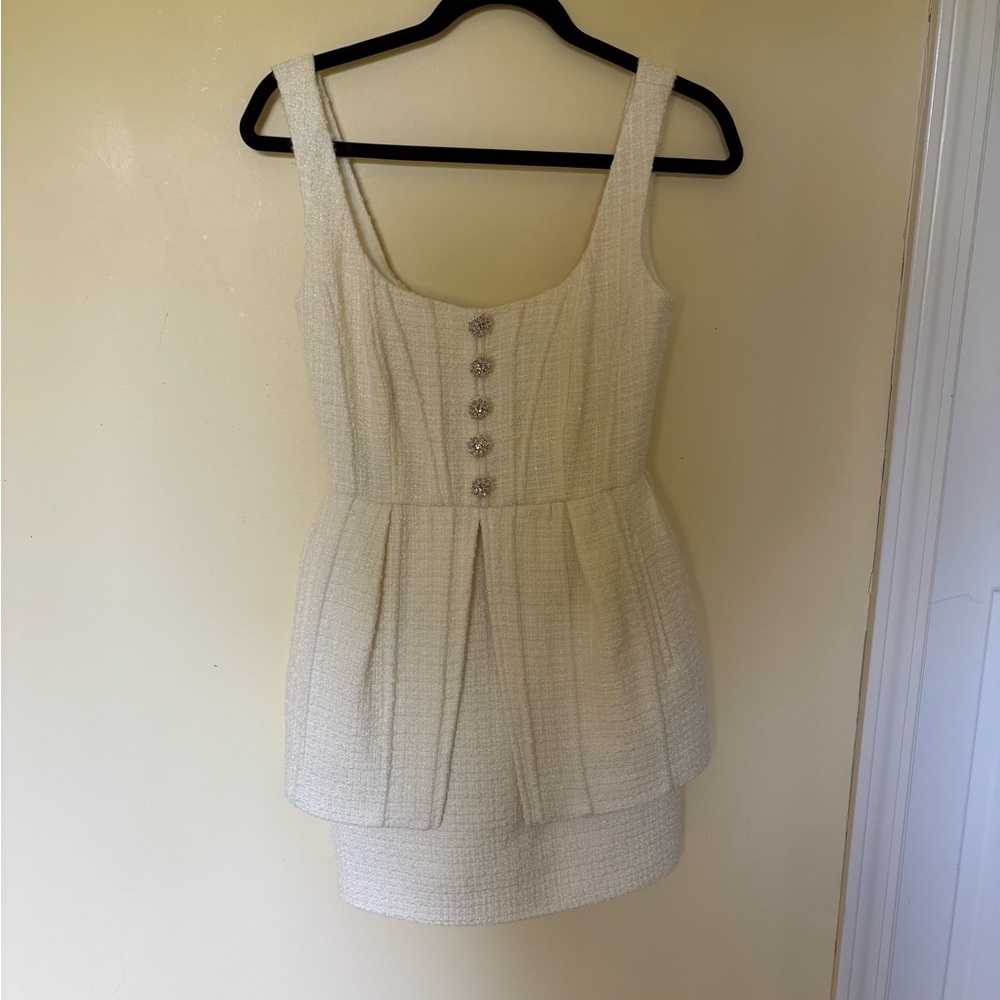 Self-Portrait Boucle Peplum Mini Dress